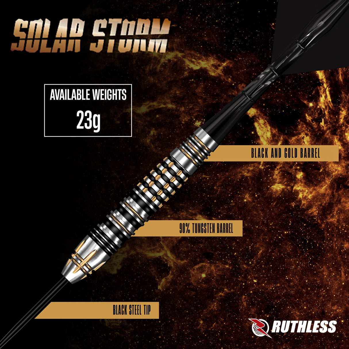 Ruthless Solar Storm Darts - Steel Tip - 90% Tungsten