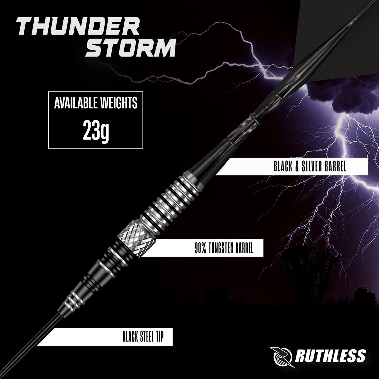 Ruthless Thunderstorm Darts - Steel Tip - 90% Tungsten
