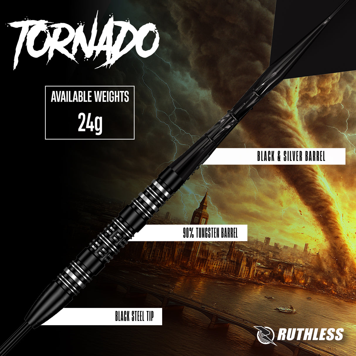 Ruthless Tornado Darts - Steel Tip - 90% Tungsten