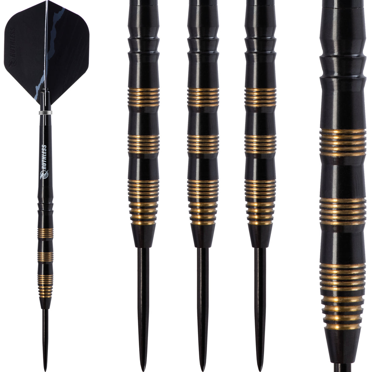 Ruthless Black Eagle Darts - Steel Tip Tungsten - Gold Ring