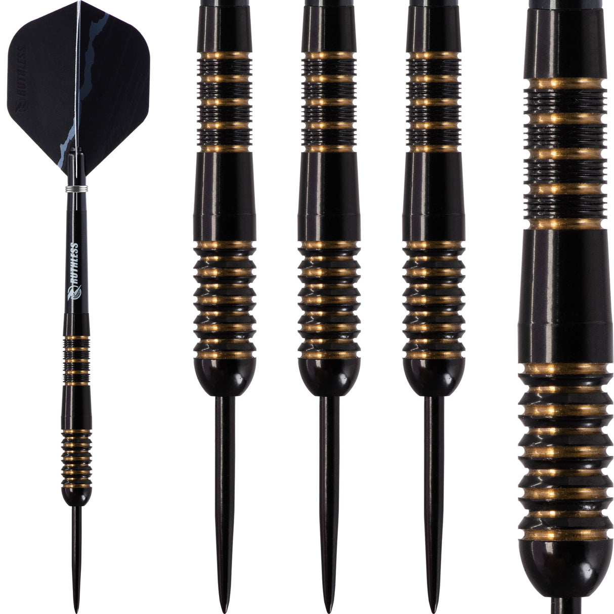*Ruthless Black Wolf Darts - Steel Tip Tungsten - Gold Ring