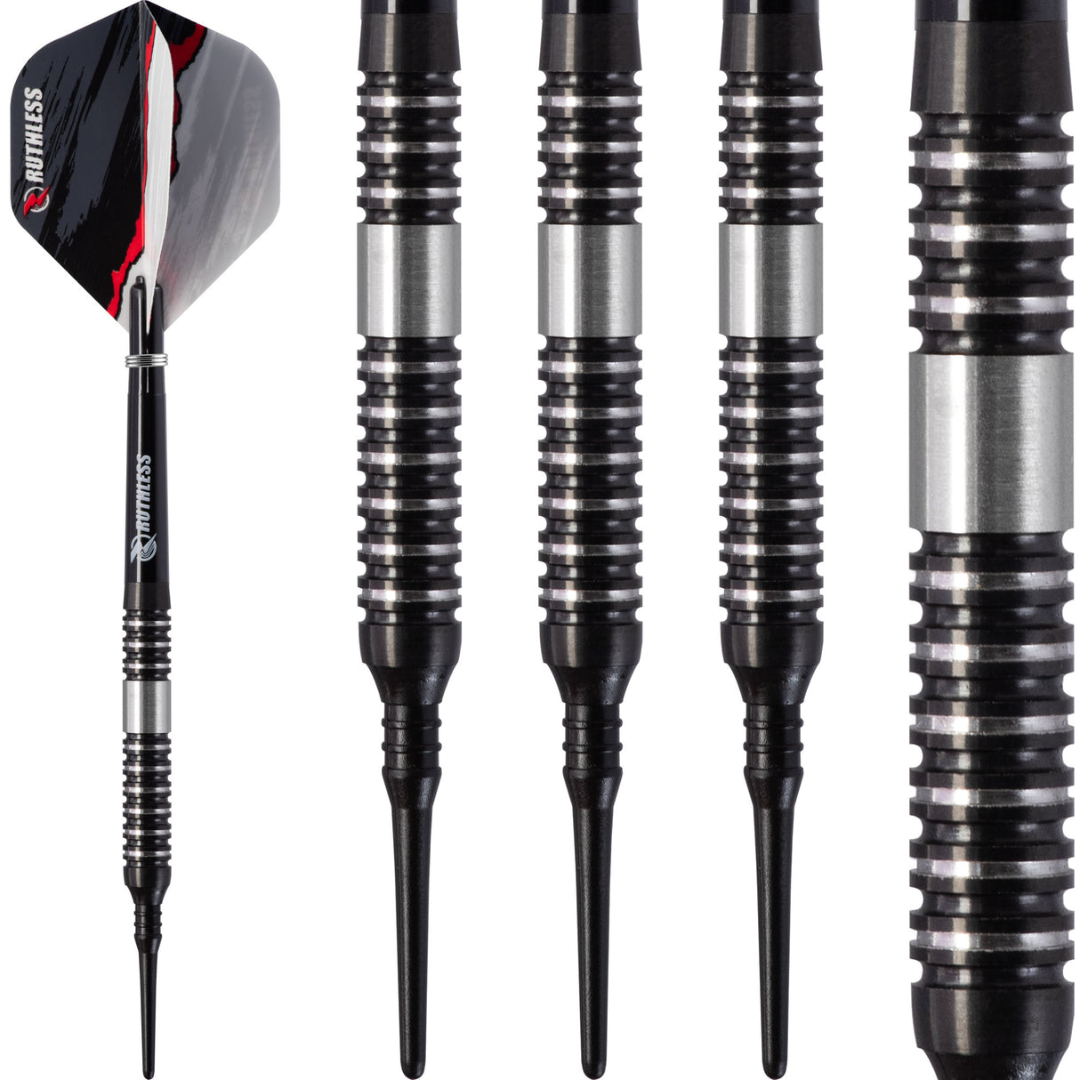 Ruthless Night Hawk Darts - Soft Tip Tungsten - BW 16.0g - Black - 18g