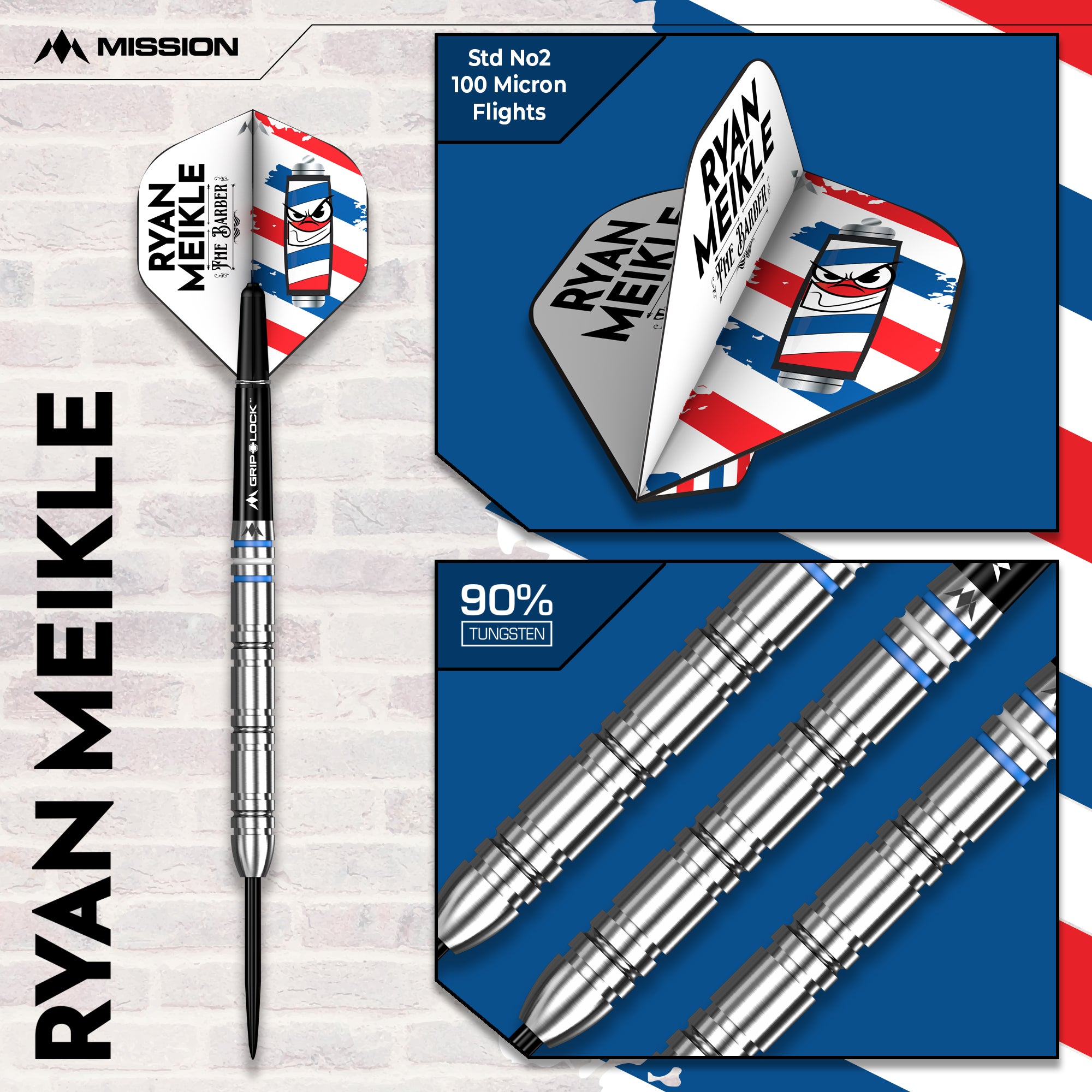 ミッション　Ryan Meikle 23g 2セット　スティール　ハード　ダーツ Mission Ryan Meikle Darts - Steel Tip - 90% Tungsten