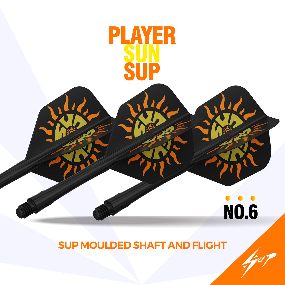 Caliburn SUP Dart Flights - Moulded Shaft & Flight - Sun - Standard No6