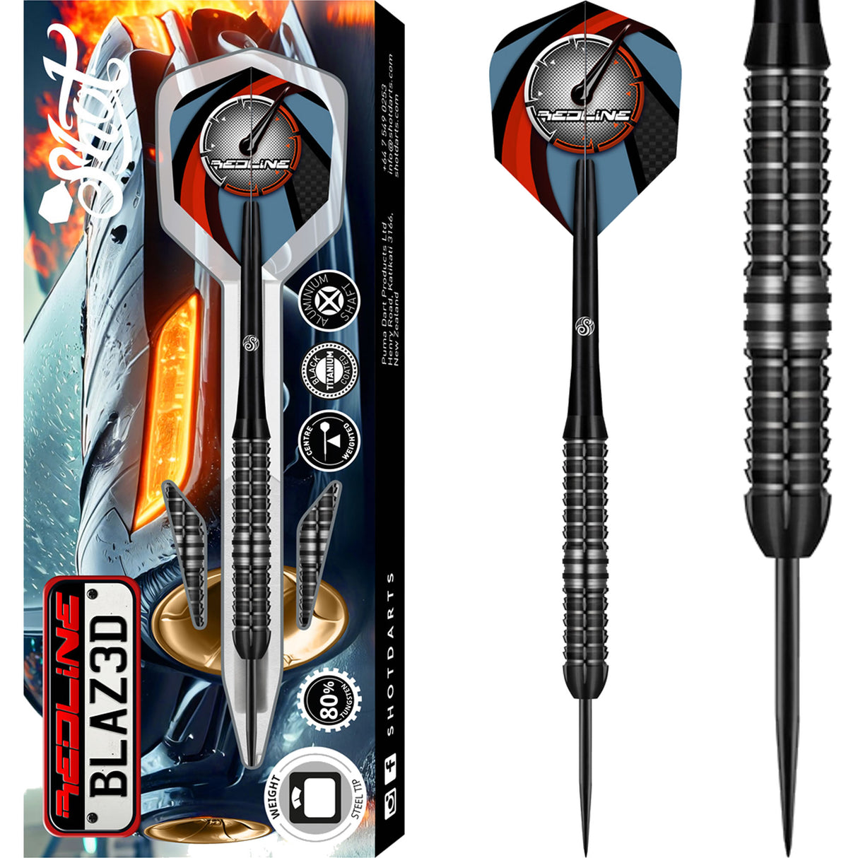 Shot Redline Darts - Steel Tip - 80% Tungsten - BLAZ3D