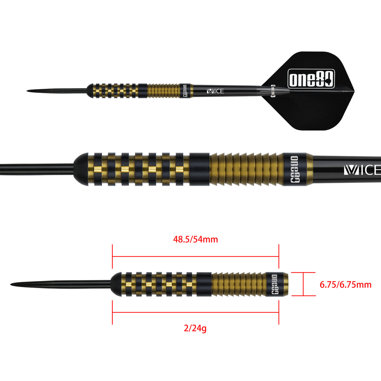 One80 Jeff Springer Darts - Steel Tip - 90% Tungsten