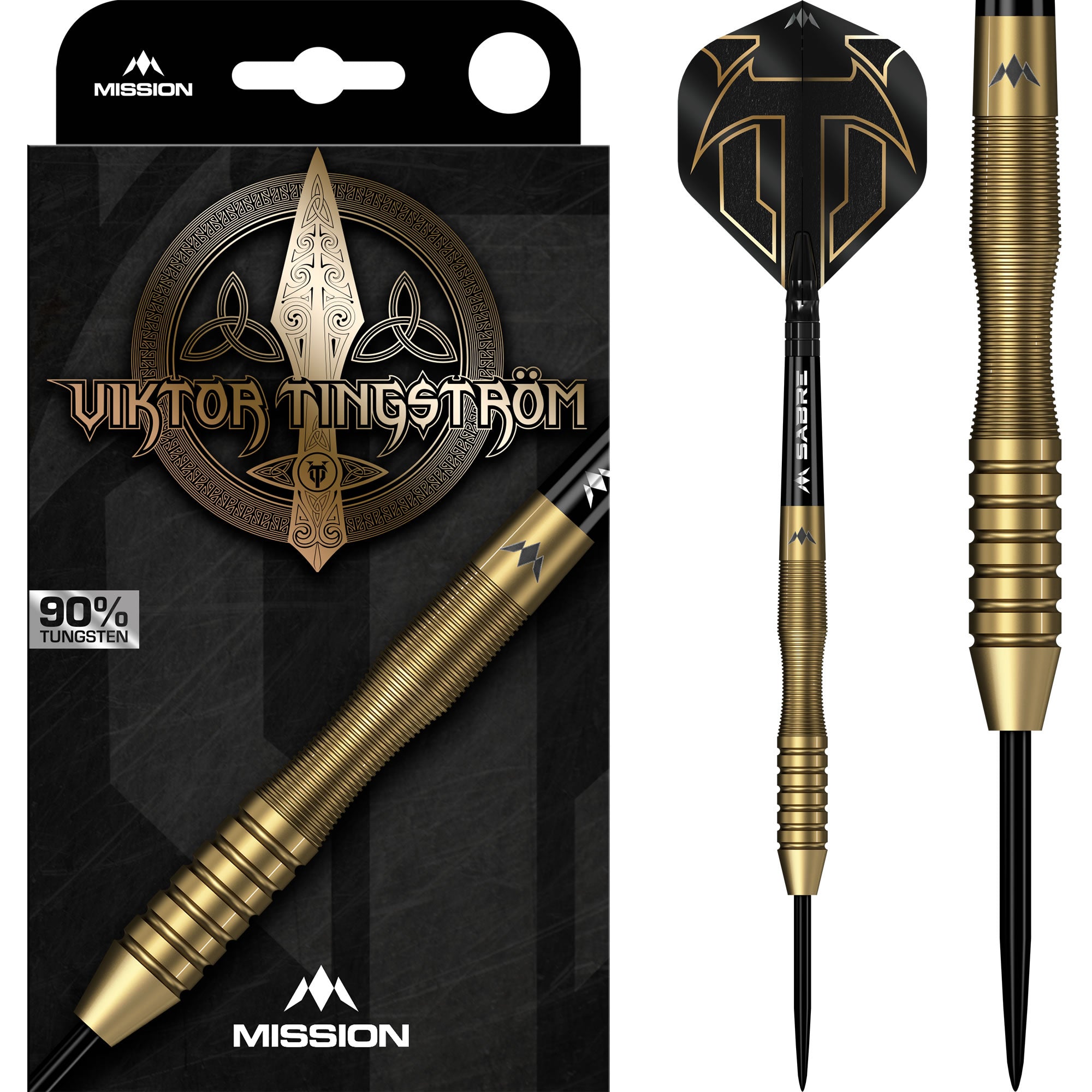 Mission Viktor Tingstrom Darts - Steel Tip - 90% Tungsten - Gold