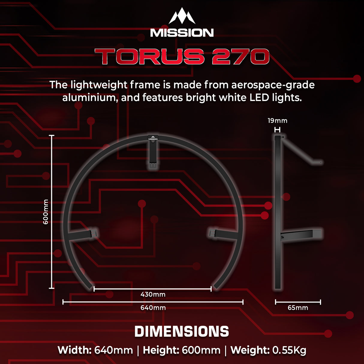 Mission Torus 270 - Dartboard Lighting - USB-C