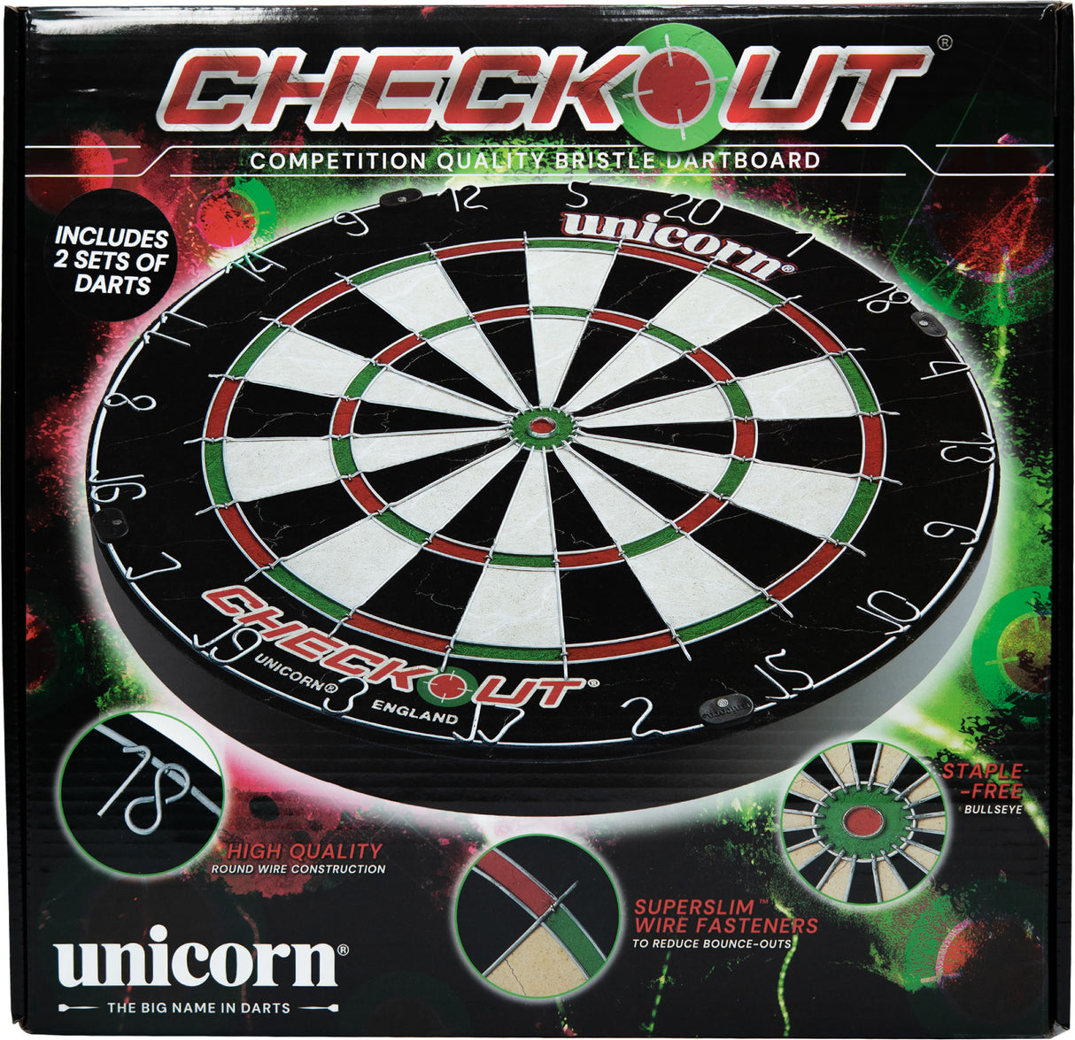 *Unicorn Checkout Dartboard - inc 2 sets of Darts - Full Starter Set