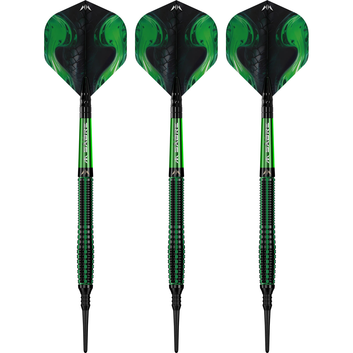 Mission Venom Soft Tip Darts - 90% Tungsten Black & Green Electro
