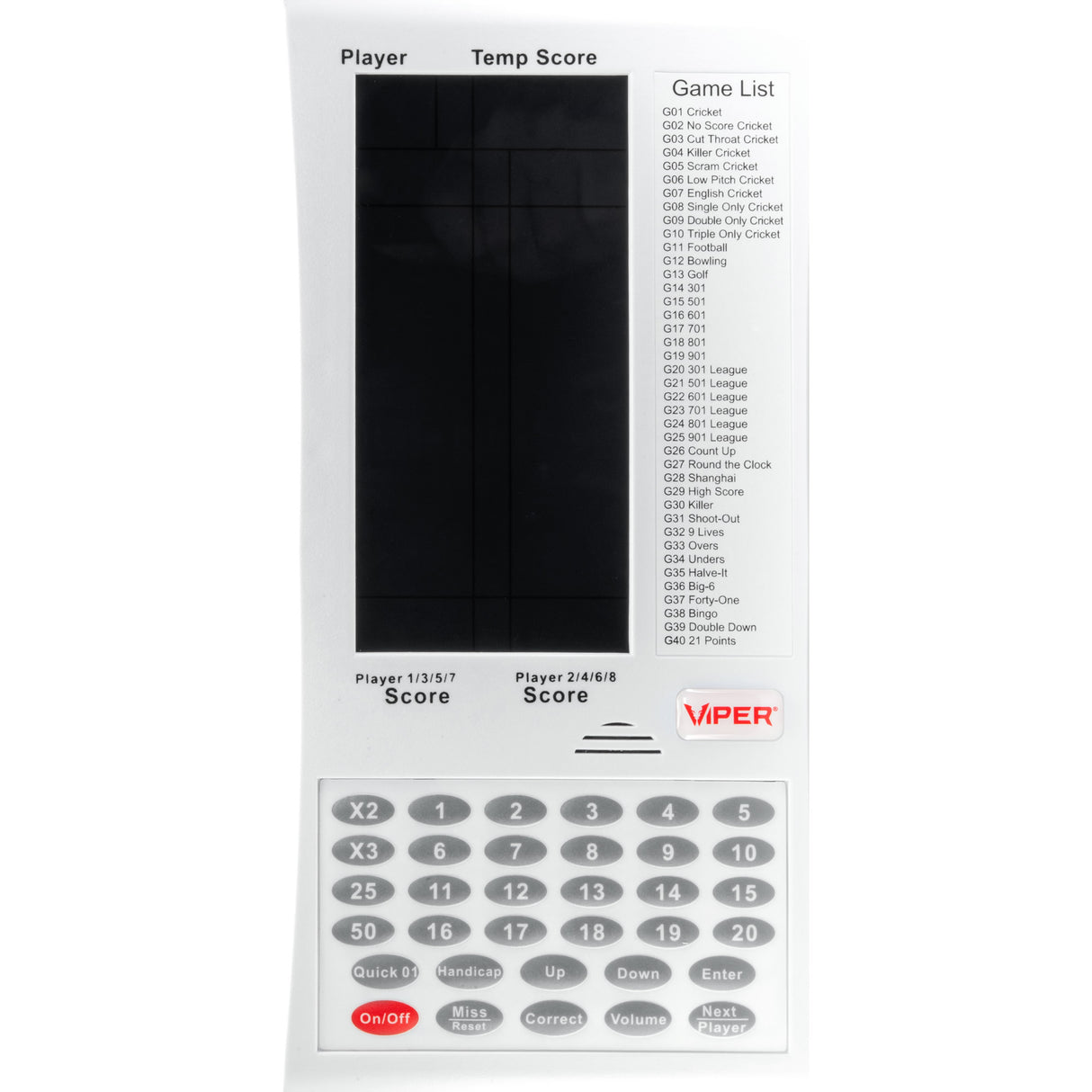 Viper ProScore Touchpad Scorer - 40 Games - Electronic Darts Scoring