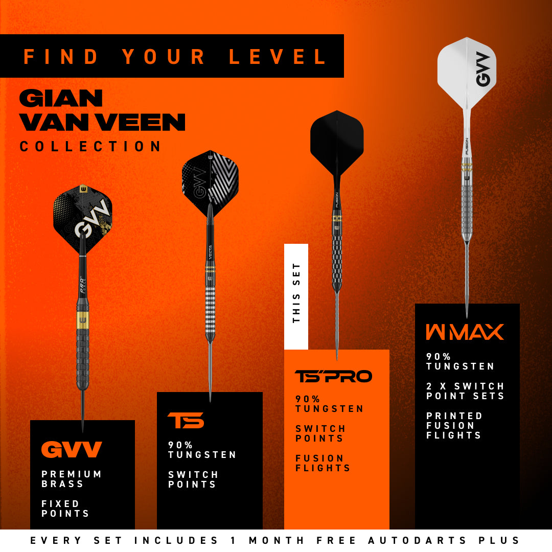 Winmau Gian van Veen Switch Darts - Steel Tip - 90% Tungsten - TS-Pro