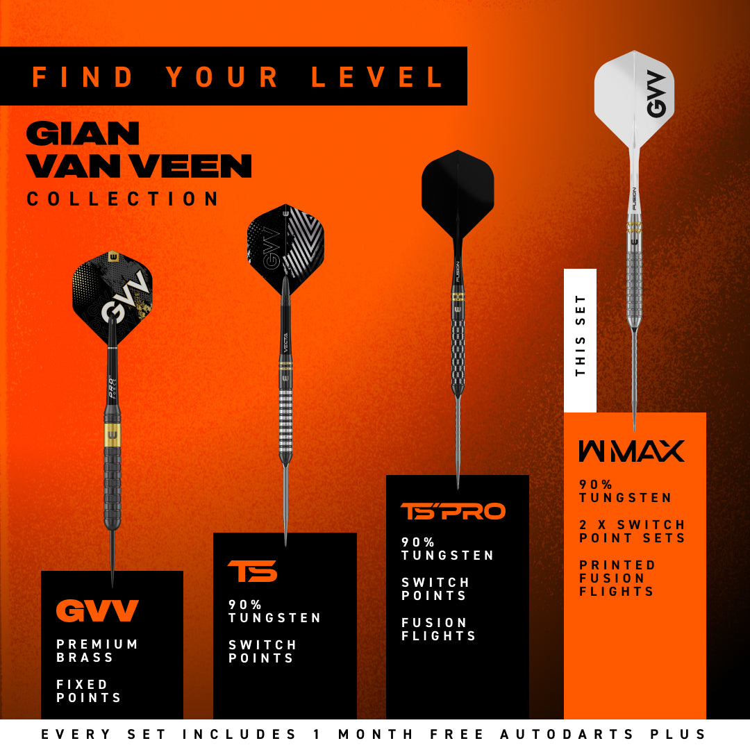 Winmau Gian van Veen Switch Darts - Steel Tip - 90% Tungsten - W-Max