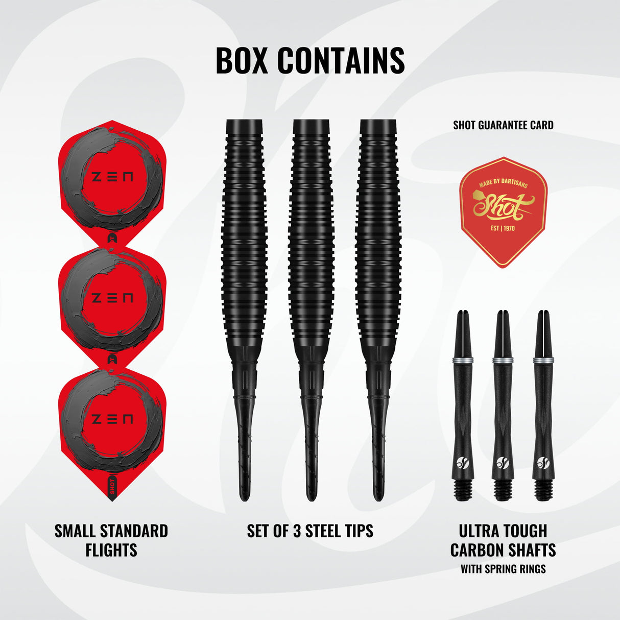 Shot Zen Darts - Soft Tip - 90% Tungsten - Bomber