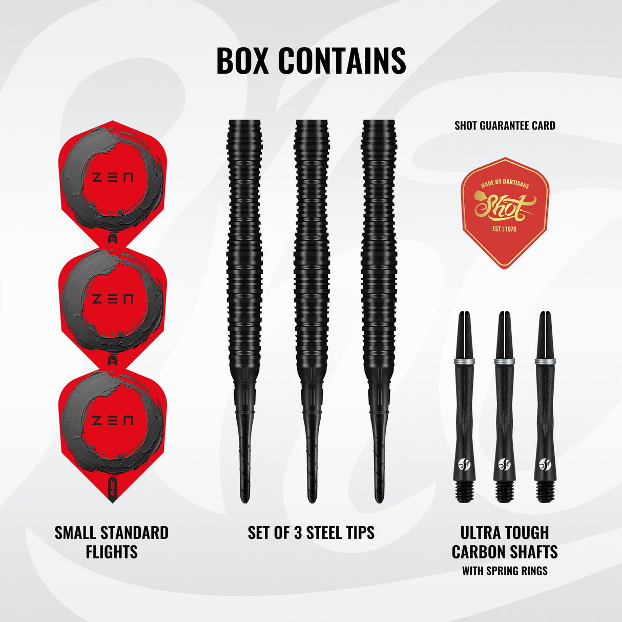 Shot Zen Darts - Soft Tip - 90% Tungsten - Scallop