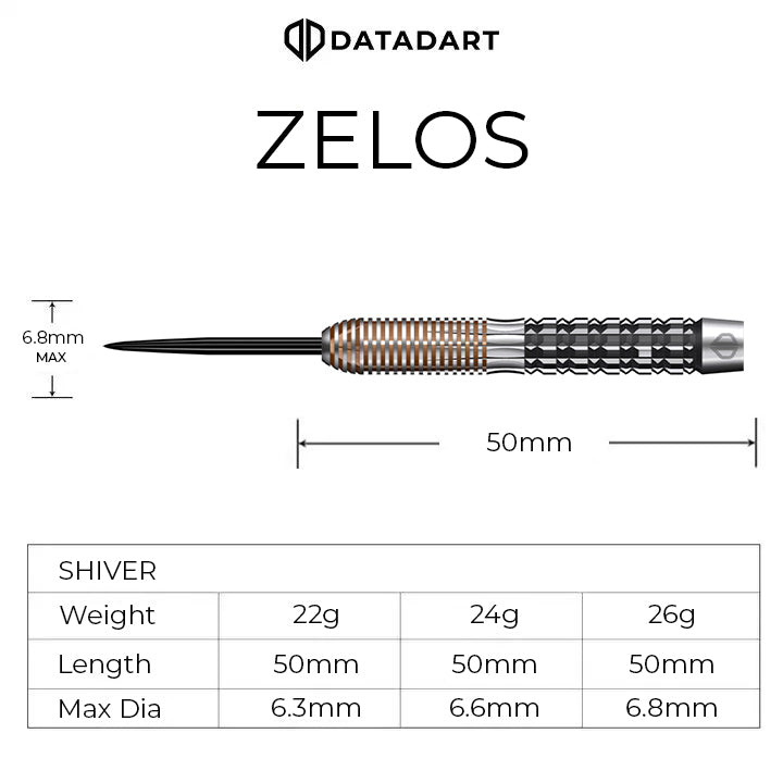 Datadart Zelos Darts - Steel Tip - 95% Tungsten