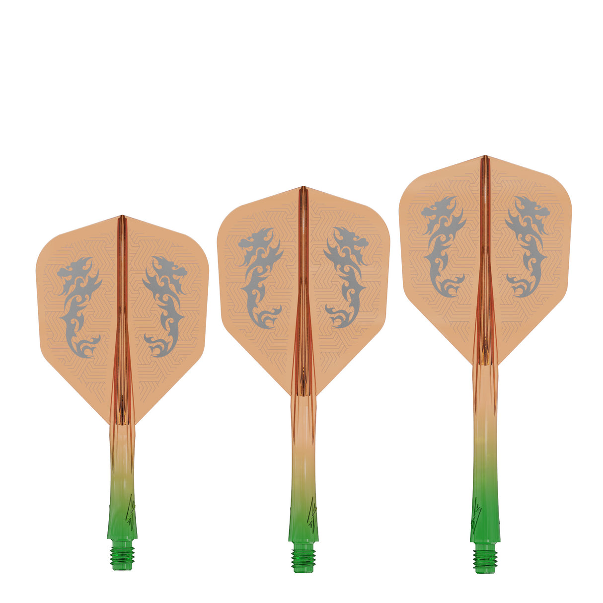 Caliburn SUP Flights - Moulded Shaft and Flight -  Standard No6 - Dragon - Green & Orange