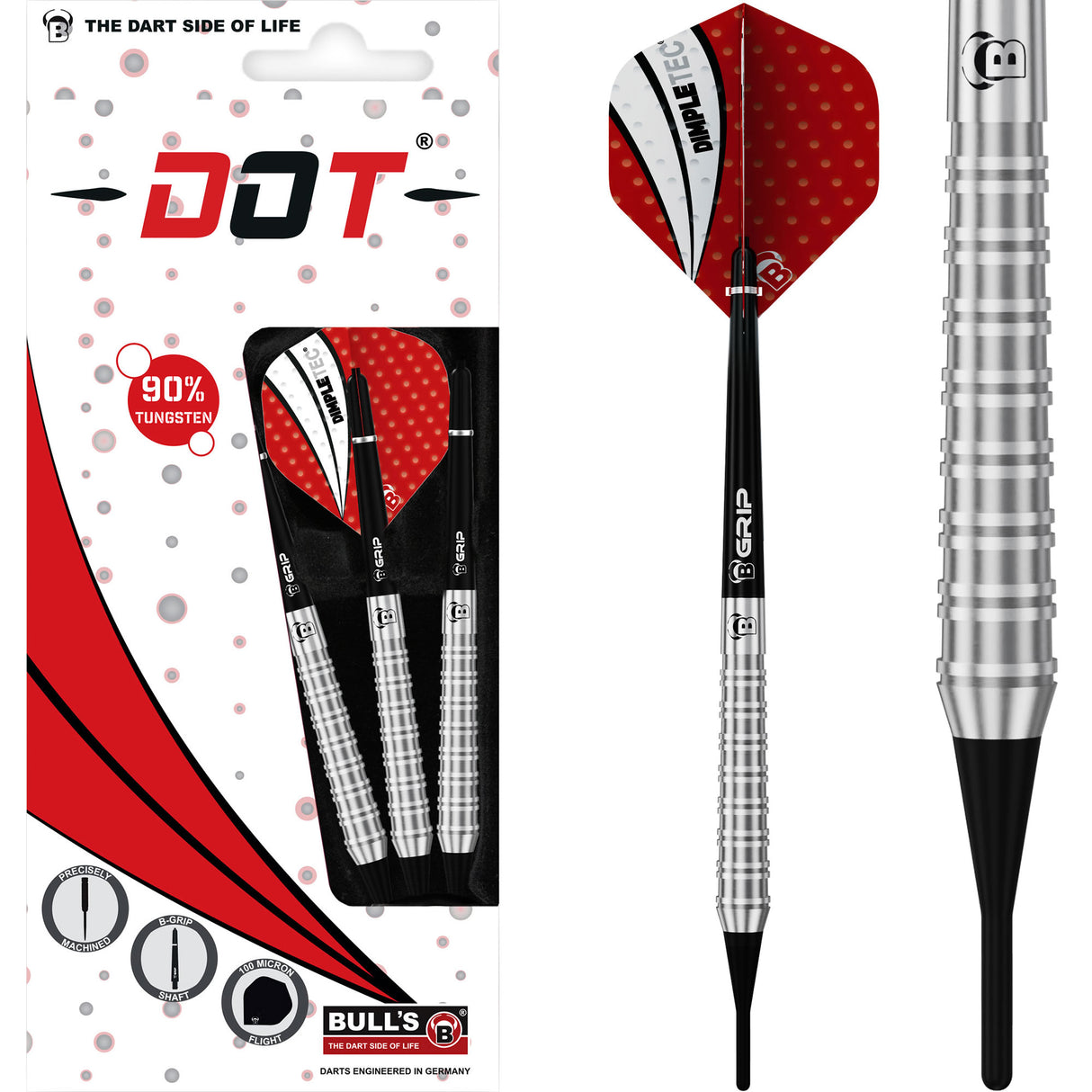 BULL'S Dot D3 Darts - Soft Tip - 90% Tungsten - Twin Ring