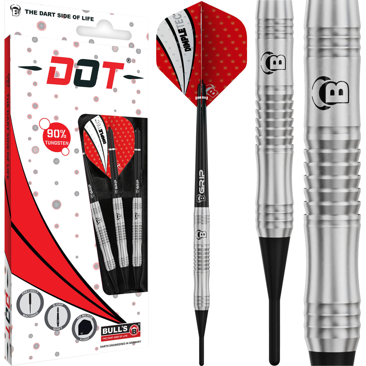 BULL'S Dot D4 Darts - Soft Tip - 90% Tungsten - Centre Shark