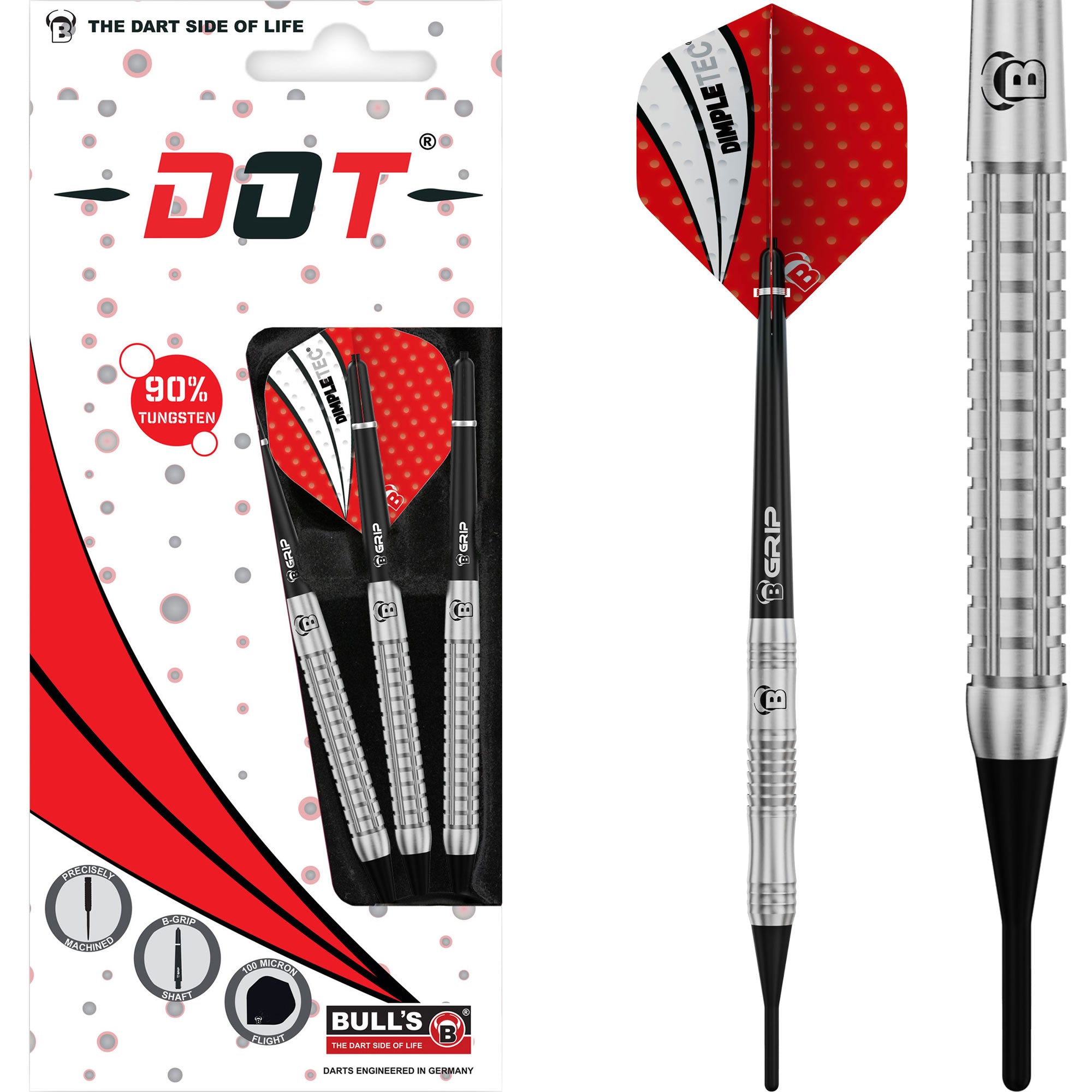 ダーツ BULL DARTS No.5 Bacchus Explode BULL'S Dot D5 Darts - Soft Tip - 90% Tungsten - Straight Milled