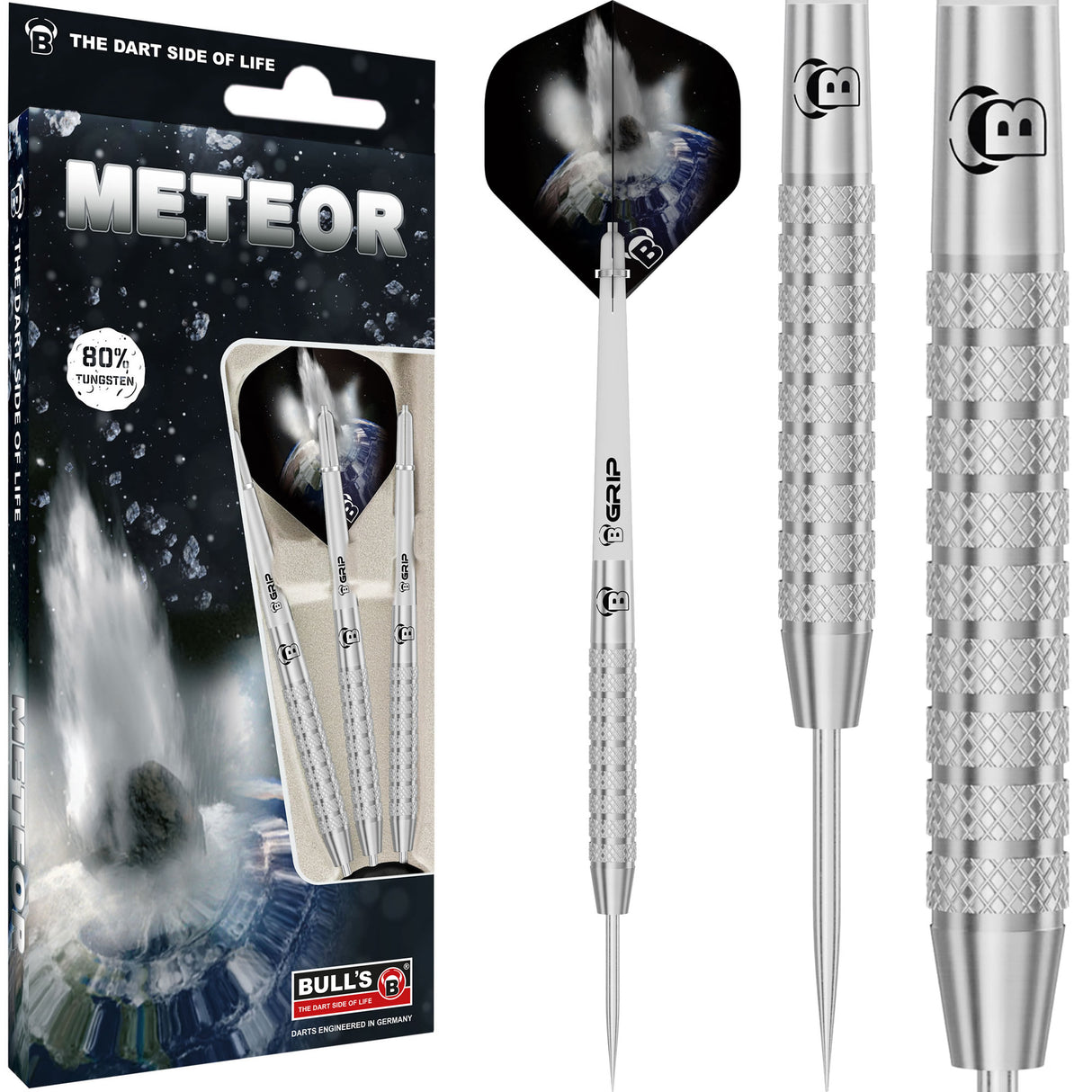 BULL'S Meteor Darts - Steel Tip - 80% Tungsten - MT6 - Multi Knurl
