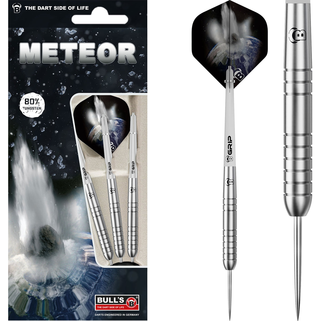 BULL'S Meteor Darts - Steel Tip - 80% Tungsten - MT7 - Ringed