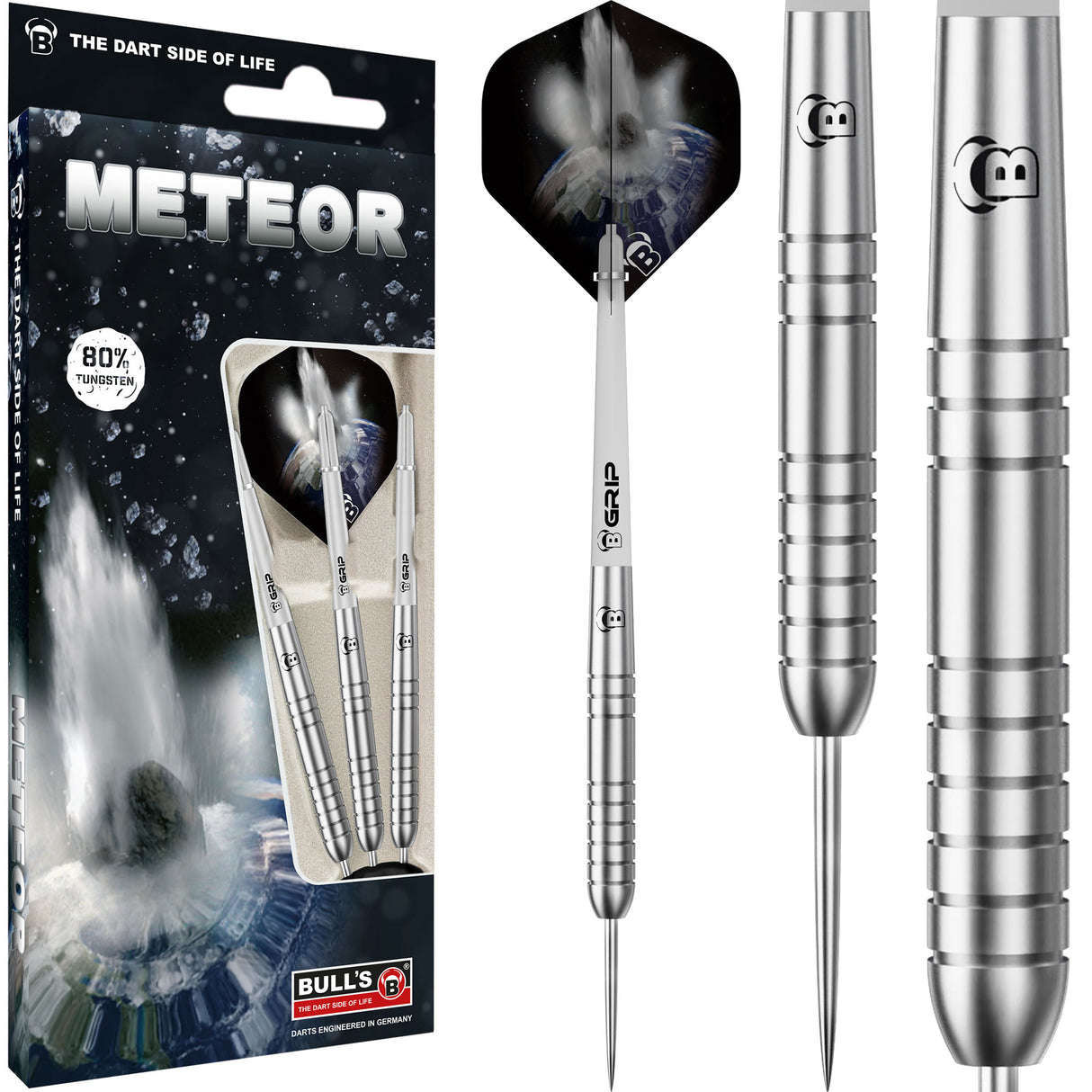 BULL'S Meteor Darts - Steel Tip - 80% Tungsten - MT7 - Ringed