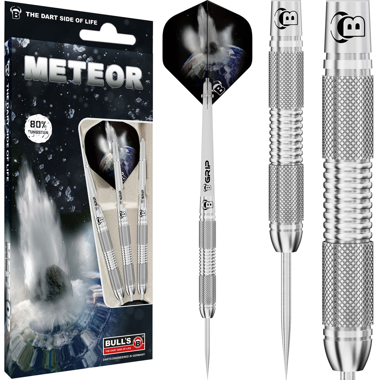 BULL'S Meteor Darts - Steel Tip - 80% Tungsten - MT9 - Twin Knurl