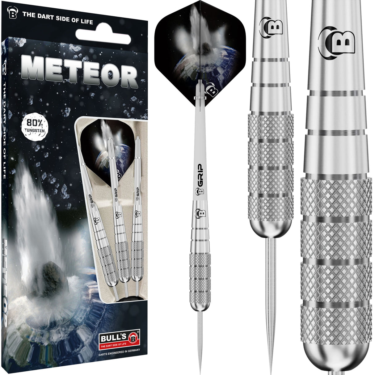 BULL'S Meteor Darts - Steel Tip - 80% Tungsten - MT10 - Front Knurl