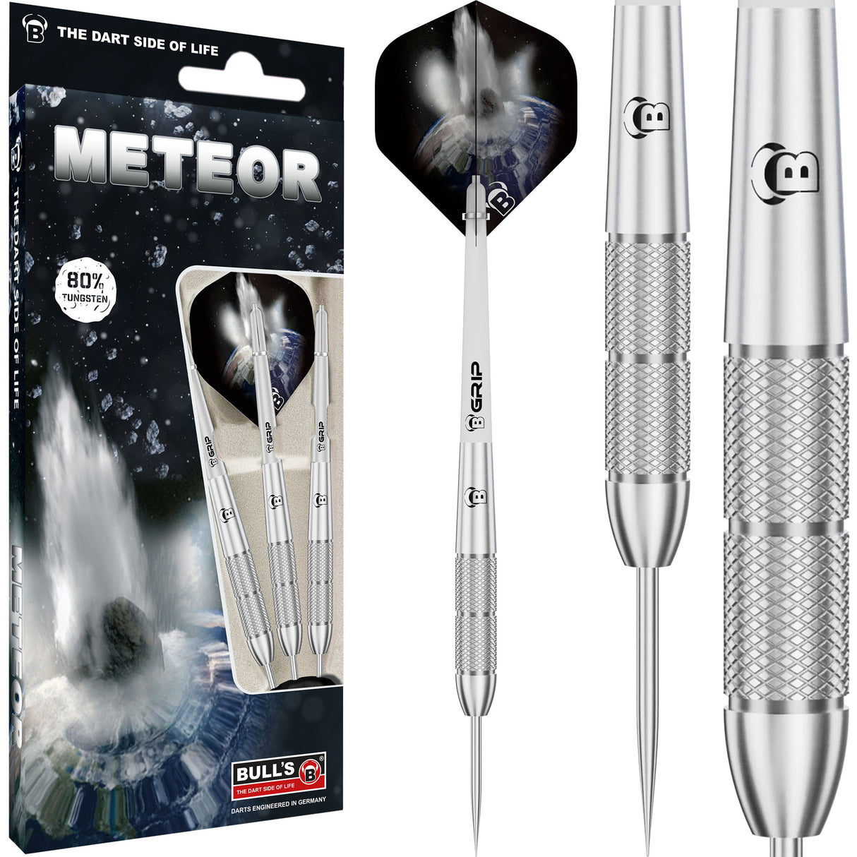 BULL'S Meteor Darts - Steel Tip - 80% Tungsten - MT13 - Torpedo Knurl