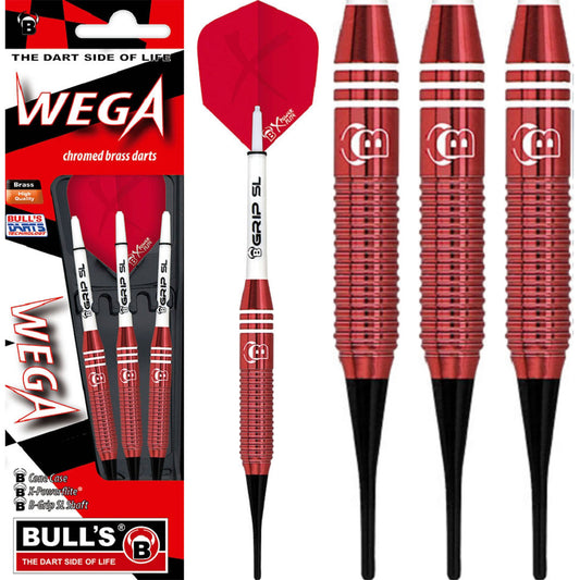 BULL'S Wega Darts - Soft Tip - Chromed Brass - Red
