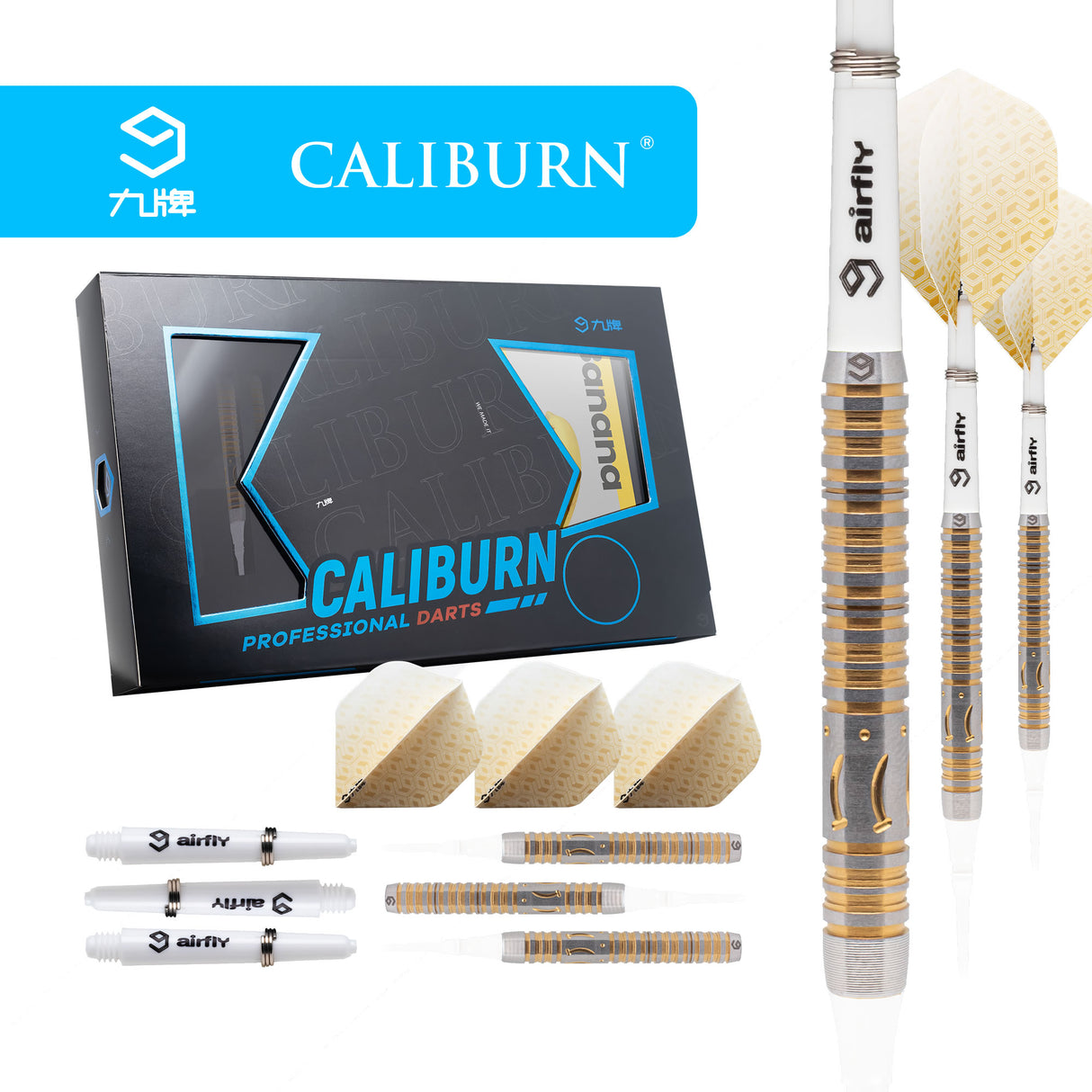 Caliburn Player Darts - Soft Tip - 90% - Gold Titanium - Banana