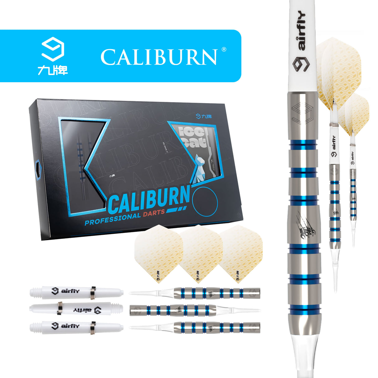 *Caliburn Player Darts - Soft Tip - 90% - Blue Ring - Ice Cat