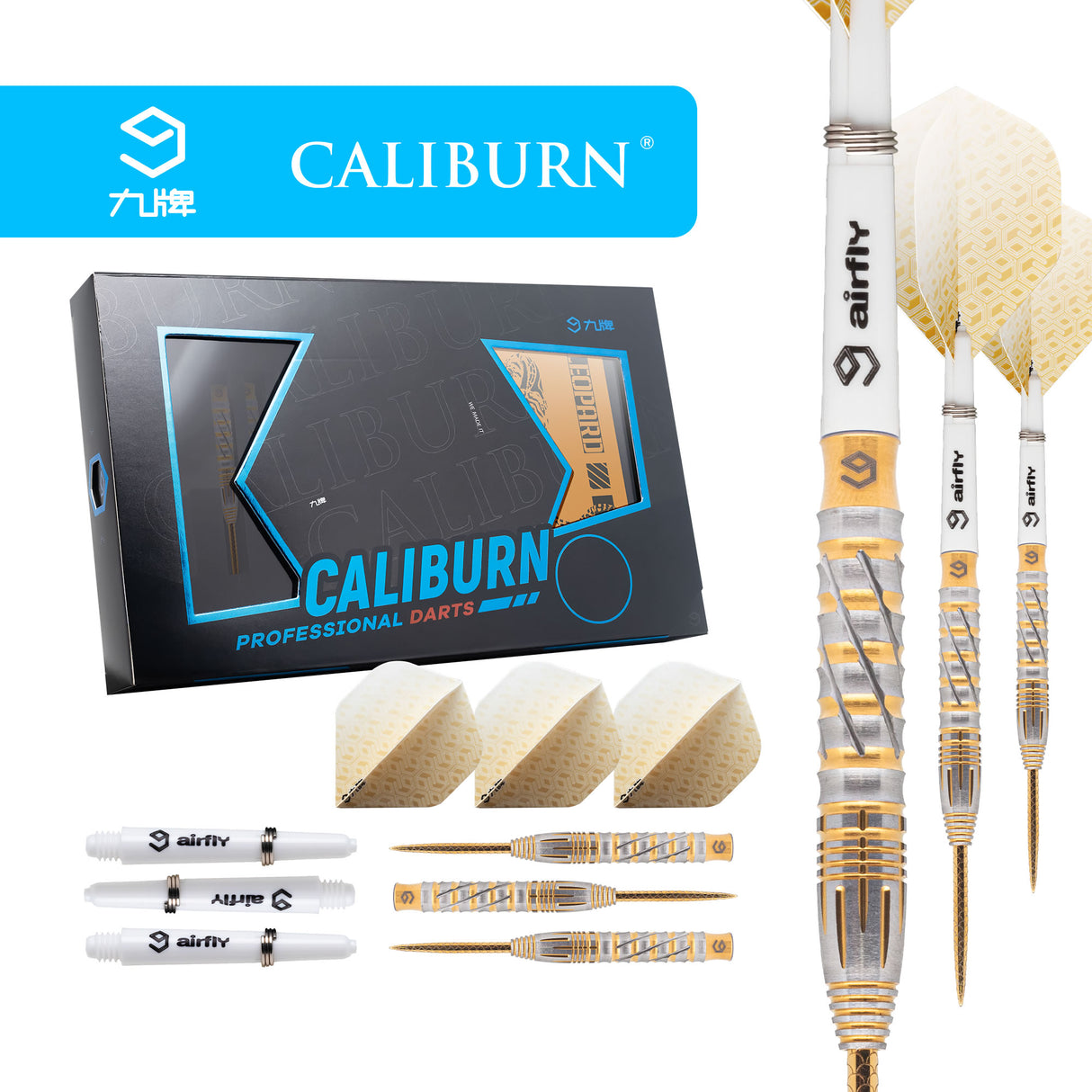 Caliburn Leopard Darts - Steel Tip - 90% - Gold