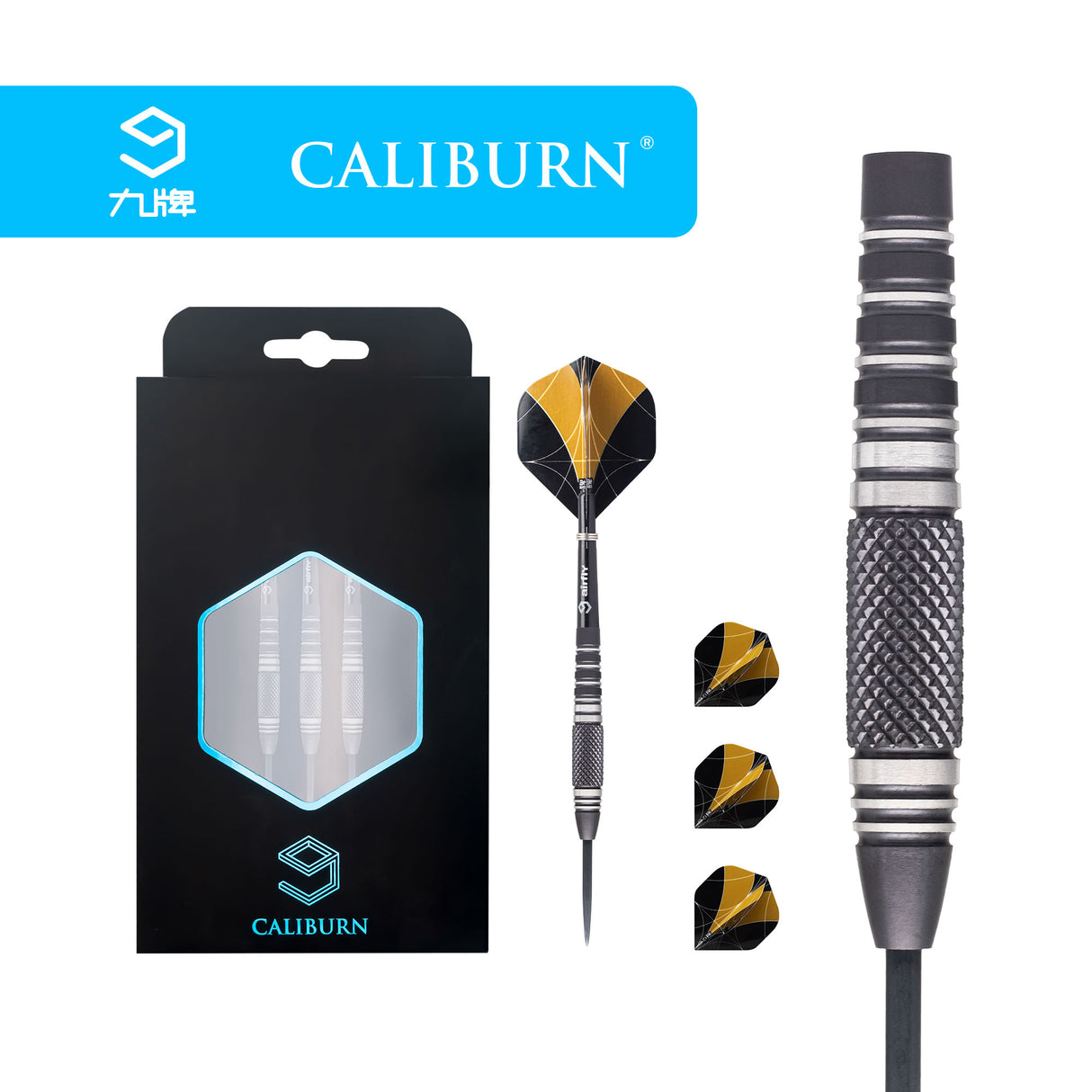 *Caliburn Marshal Darts - Steel Tip - 90% - M1 - Black Titanium