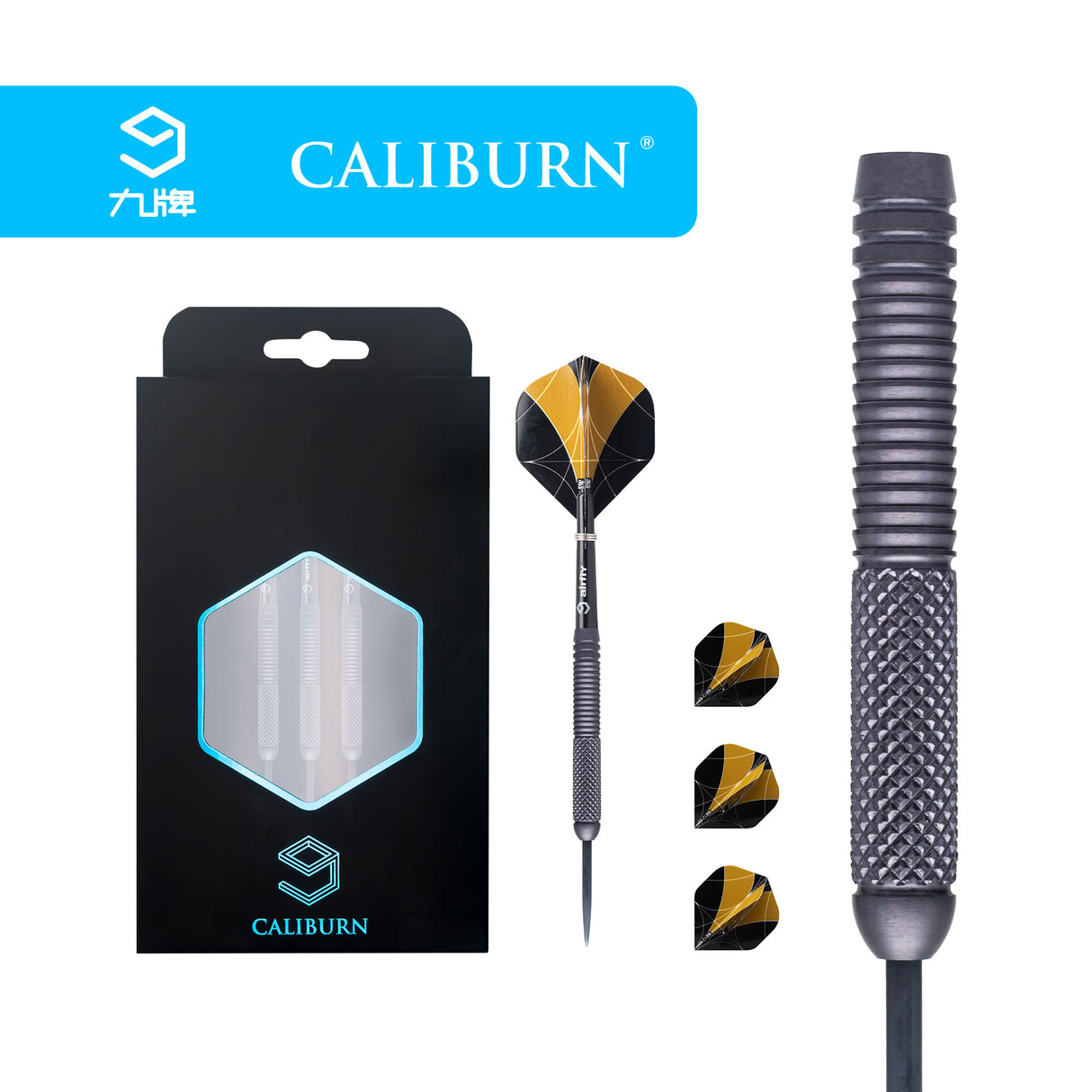 *Caliburn Marshal Darts - Steel Tip - 90% - M2 - Black Titanium