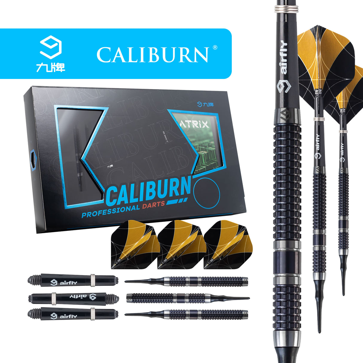 Caliburn Matrix II Darts - Soft Tip - 90% - M1 - Black