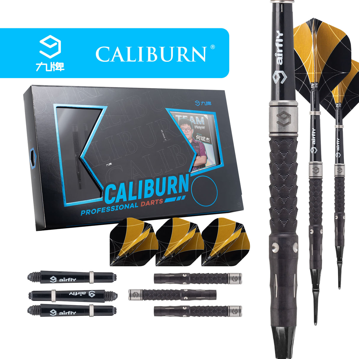 Caliburn Player Darts - Soft Tip - 95% - Black Titanium - Orca