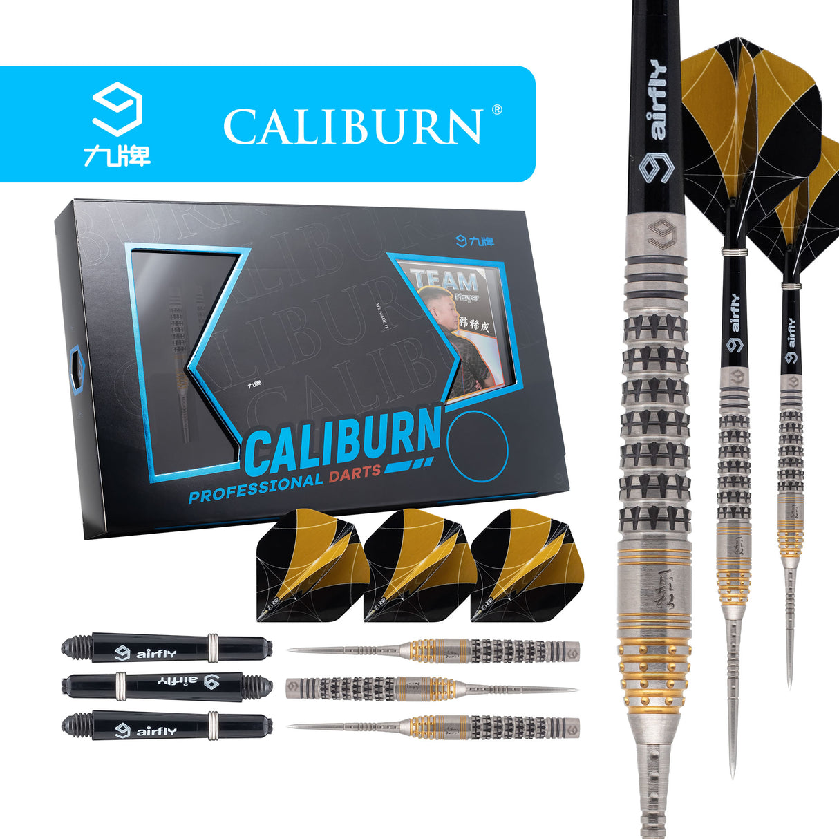 Caliburn Player Darts - Steel Tip - 90% - Silver & Gold - Han