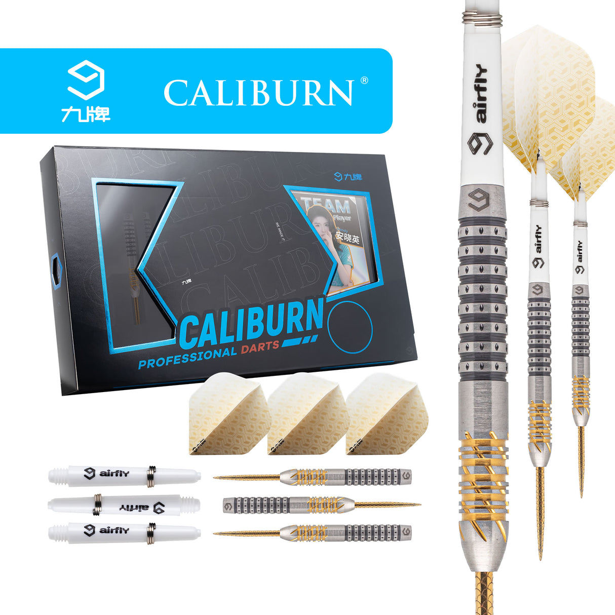 Caliburn Player Darts - Steel Tip - 95% - Black & Gold - Sandy II