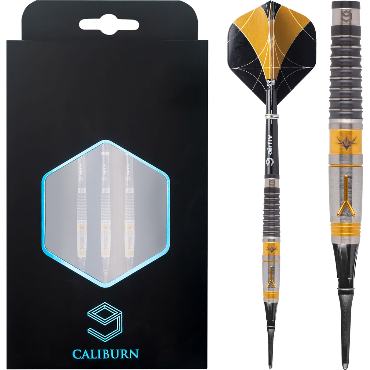 Caliburn Y Darts - Soft Tip - 90% - Black & Gold - 20g