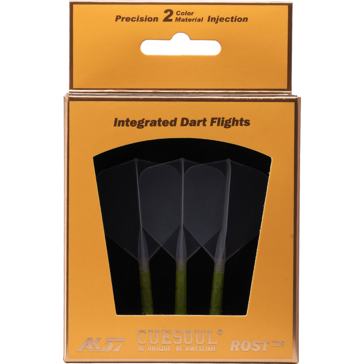 Cuesoul Rost T19 Integrated Dart Shaft and Flights - Big Wing - Lime Green with Clear Flight