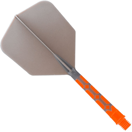 Cuesoul Rost T19 Integrated Dart Shaft and Flights - Big Wing - Orange with Grey Flight