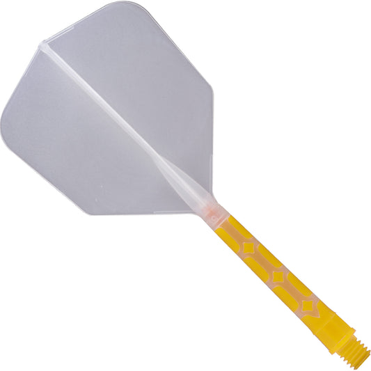 Cuesoul Rost T19 Integrated Dart Shaft and Flights - Big Wing - Yellow with Clear Flight