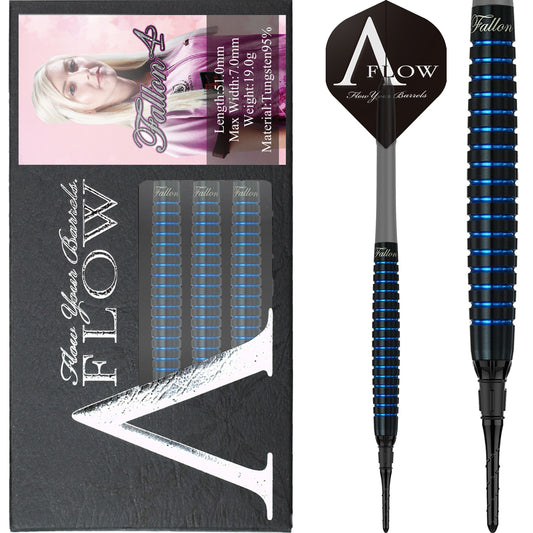 Dynasty - A Flow - Soft Tip Darts - Black Line - Fallon Sherrock - Blue Ring - Fallon 4 - 19g