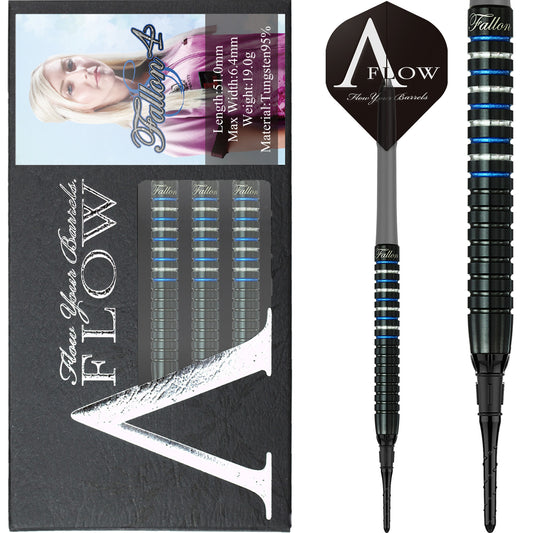 Dynasty - A Flow - Soft Tip Darts - Black Line - Fallon Sherrock - Blue Ring - Fallon 4S - 19g
