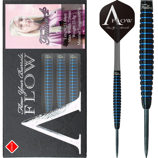 Dynasty - A Flow - Steel Tip Darts - Black Line - Fallon Sherrock - Blue Ring - Fallon 4 - 23g