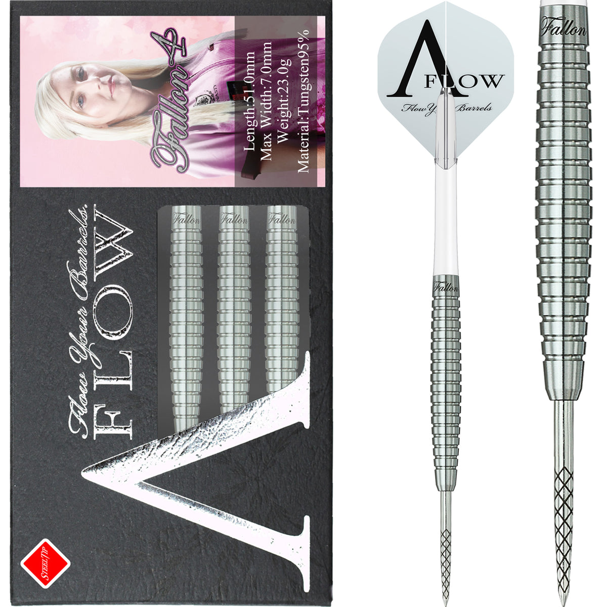 Dynasty - A Flow - Steel Tip Darts - Black Line - Fallon Sherrock - Na