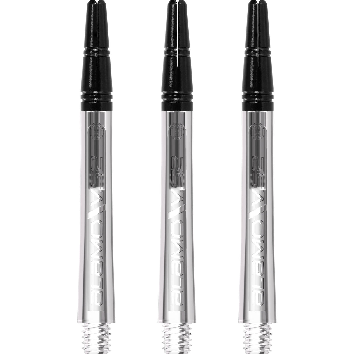Harrows Alamo VS2 Dart Shafts - Polycarbonate - Black Aluminium Top - Clear