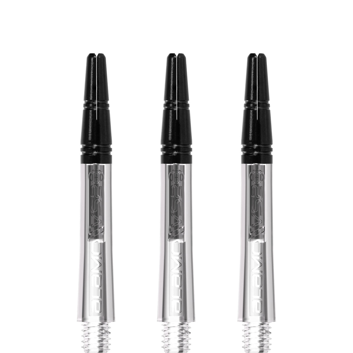 Harrows Alamo VS2 Dart Shafts - Polycarbonate - Black Aluminium Top - Clear